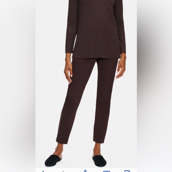 - EILEEN FISHER BROWN PULL ON ELASTIC PONTE SLIM LEG PANTS LEGGINGS…SZ SMALL - Picture 2 of 7
